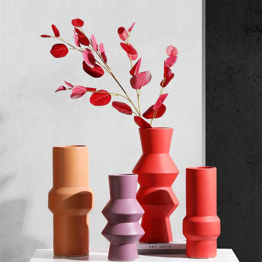 Nordic Creative Simple Morandi Color Ceramic Vase Ornament - Pacisia