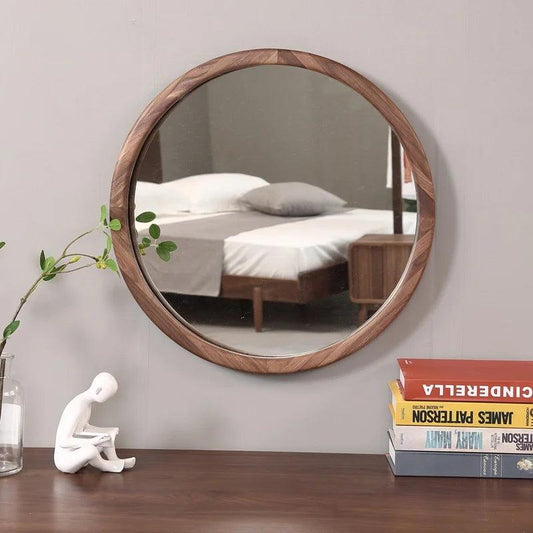 Nordic Dressing Decorative Mirrors Wooden Design Wall Vintage Bathroom Decorative Mirrors Round Woonkamer Decoratie Decor WZ50DM - Pacisia