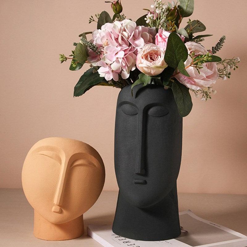 Nordic face ceramic creative vase decoration living room - Pacisia