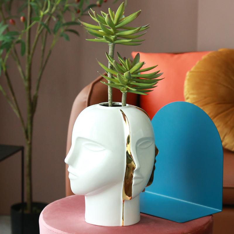 Nordic Face Vase Soft Decoration Light Luxury Ceramic Ornaments - Pacisia