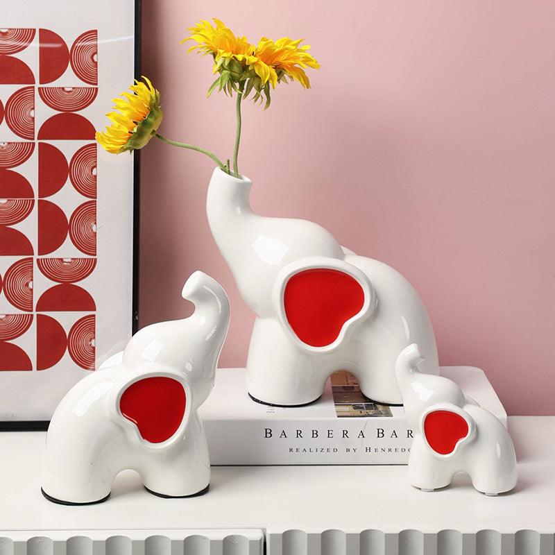 Nordic Home Decor Accessories Ceramic Elephant Vase Bedroom Desktop - Pacisia