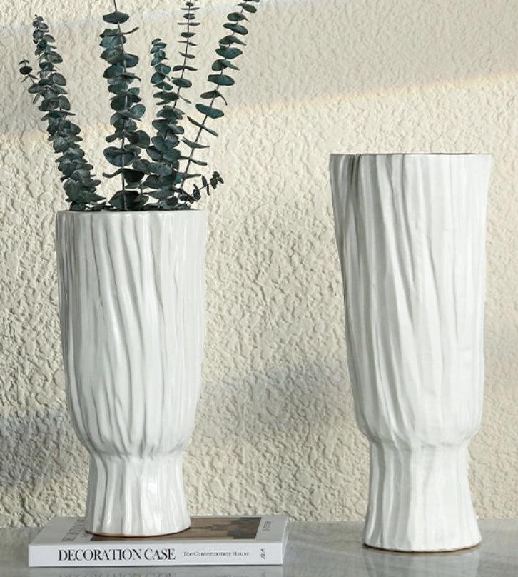 Nordic Home White Ceramic Trunk Vase - Pacisia
