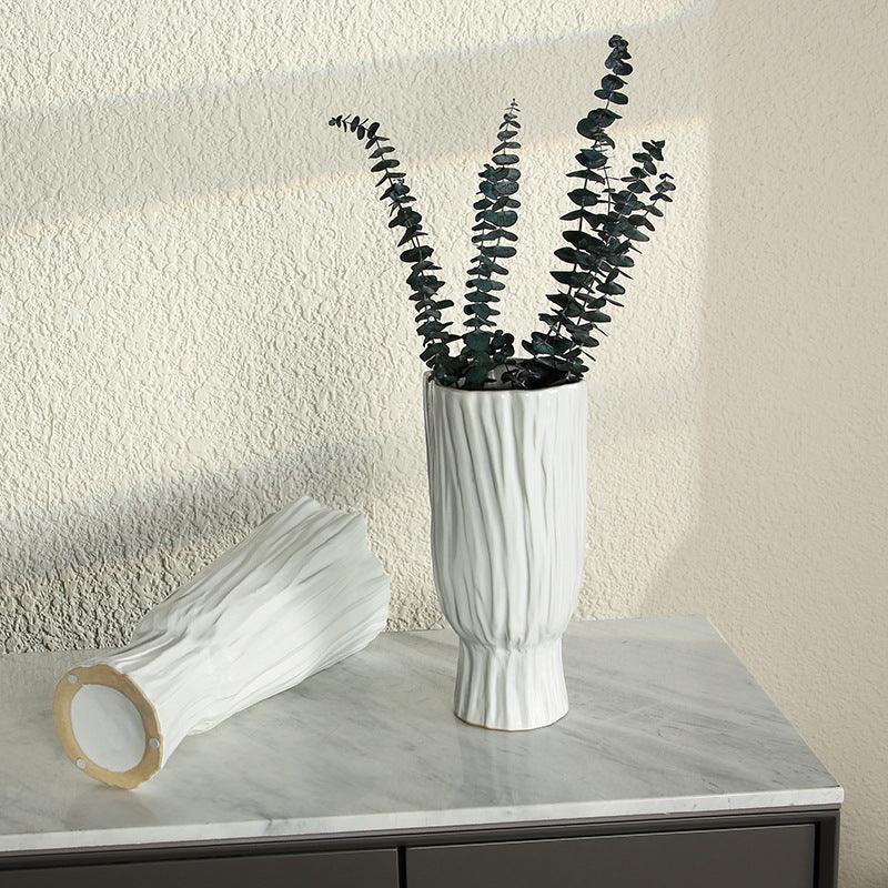 Nordic Home White Ceramic Trunk Vase - Pacisia