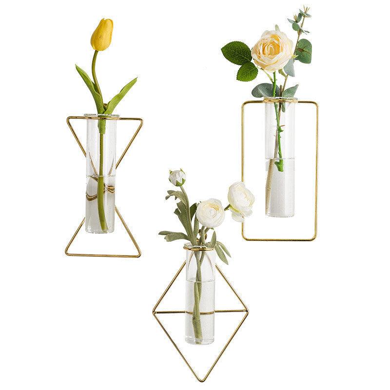 Nordic Ins Wind Golden Wall Hangings Wall Hanging Vase Hydroponics - Pacisia