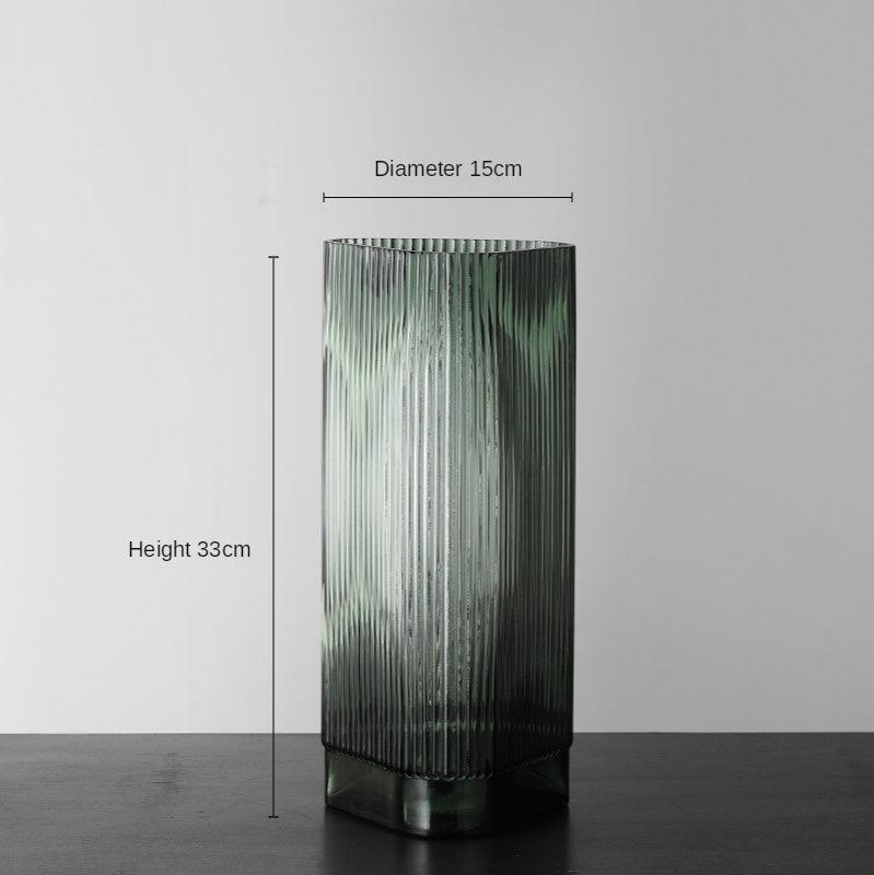 Nordic Light Luxury Creative Vertical Pattern Glass Vase Decoration - Pacisia