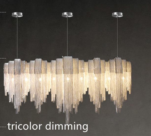 Nordic Luxury Villa Design Tassel Aluminum Chain Living Room Chandelier - Pacisia