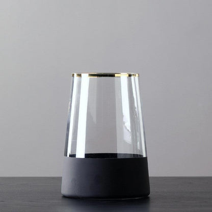 Nordic Minimalist Glass Vase With Gold Edge - Pacisia