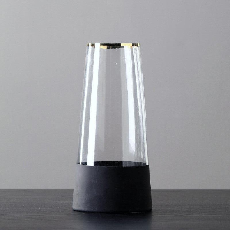 Nordic Minimalist Glass Vase With Gold Edge - Pacisia