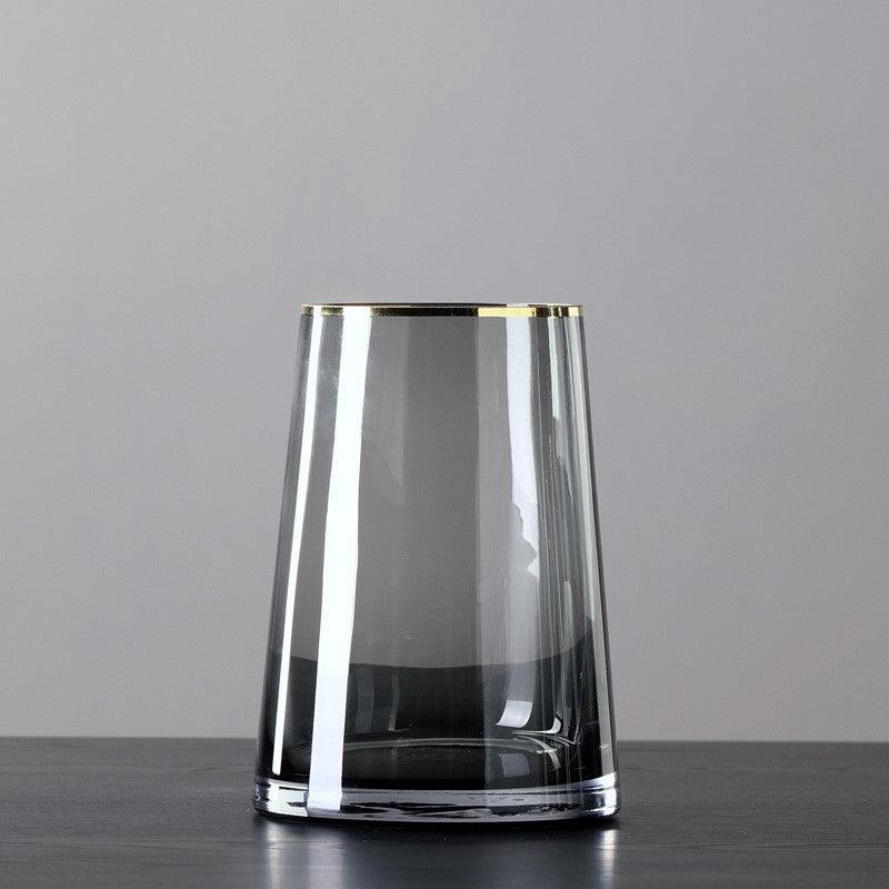 Nordic Minimalist Glass Vase With Gold Edge - Pacisia