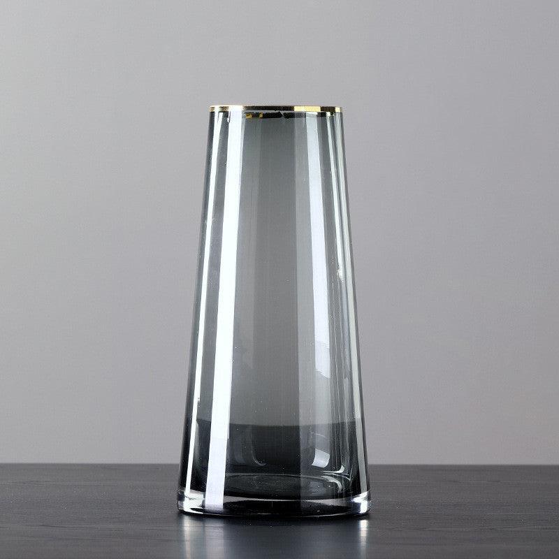 Nordic Minimalist Glass Vase With Gold Edge - Pacisia