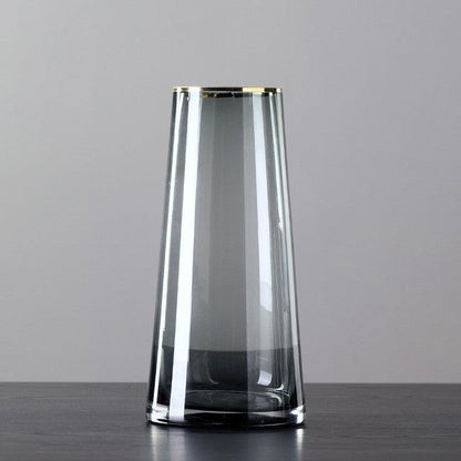 Nordic Minimalist Glass Vase With Gold Edge - Pacisia