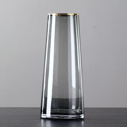 Nordic Minimalist Glass Vase With Gold Edge - Pacisia