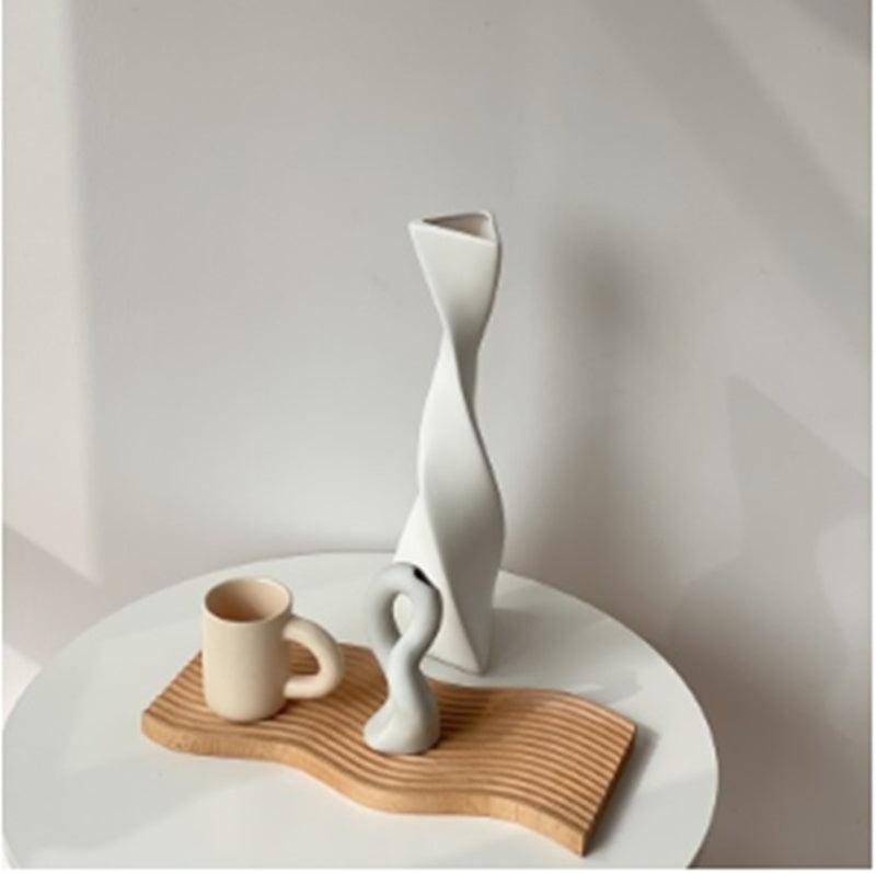 Nordic Minimalist Line White Ceramic Dried Flower Vase - Pacisia