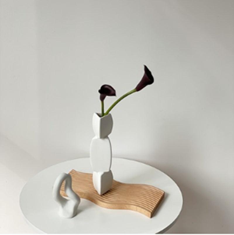 Nordic Minimalist Line White Ceramic Dried Flower Vase - Pacisia