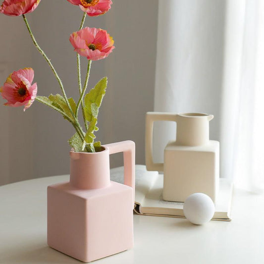 Nordic Minimalist Style Morandi Square Ceramic Vase - Pacisia