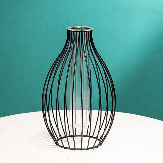Nordic Minimalist Wrought Iron Geometric Glass Test Tube Hydroponic Vase Home Desktop Decoration - Pacisia