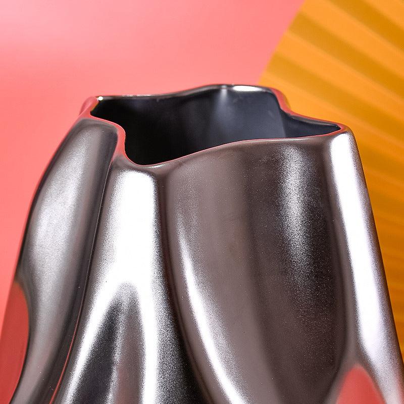 Nordic Model Room Transparent Silver-plated Ceramic Vase - Pacisia