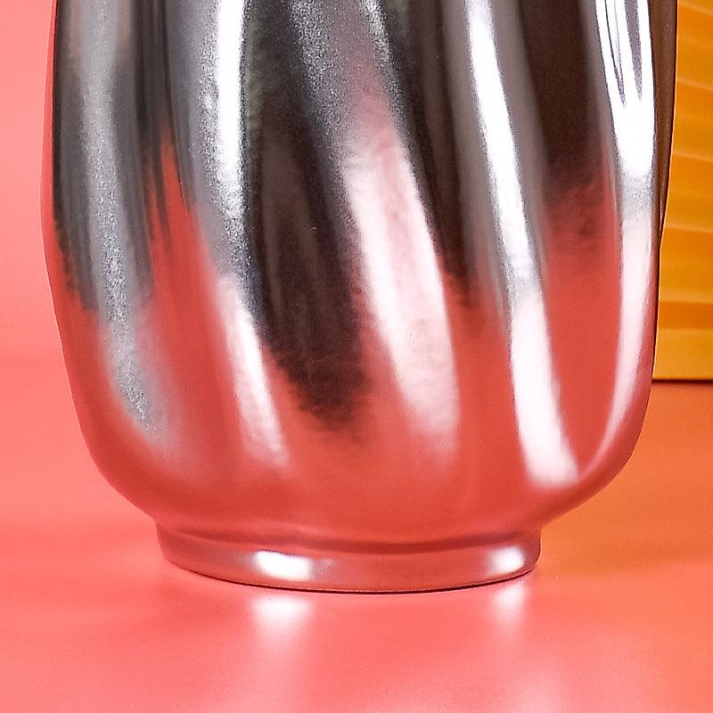 Nordic Model Room Transparent Silver-plated Ceramic Vase - Pacisia