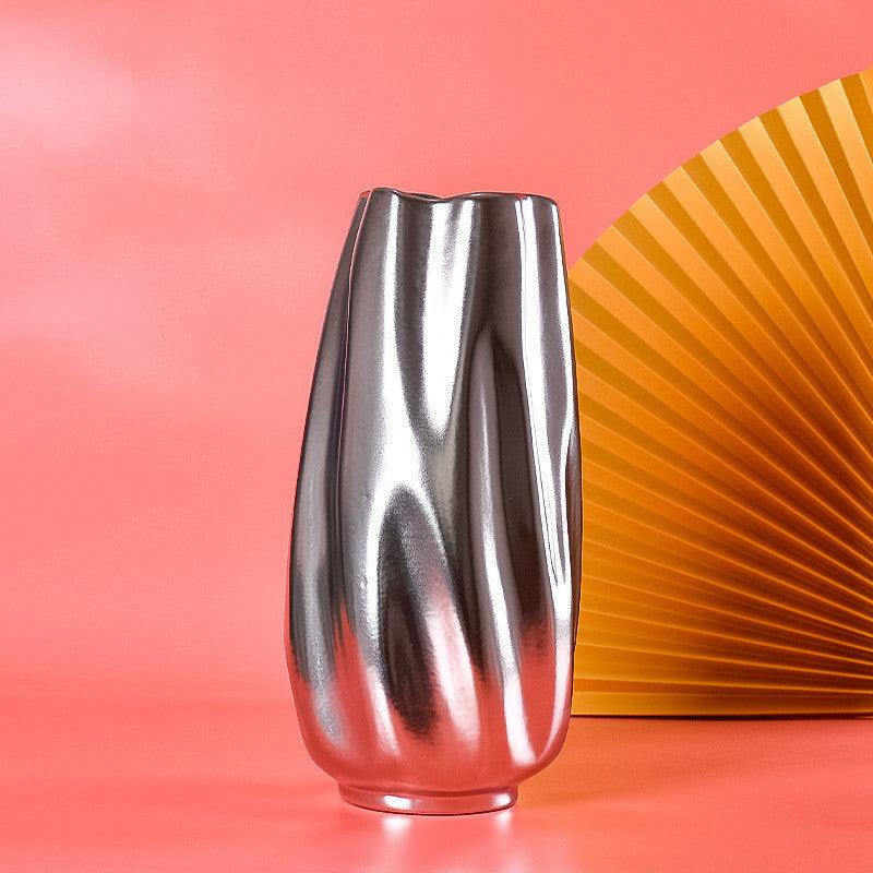 Nordic Model Room Transparent Silver-plated Ceramic Vase - Pacisia