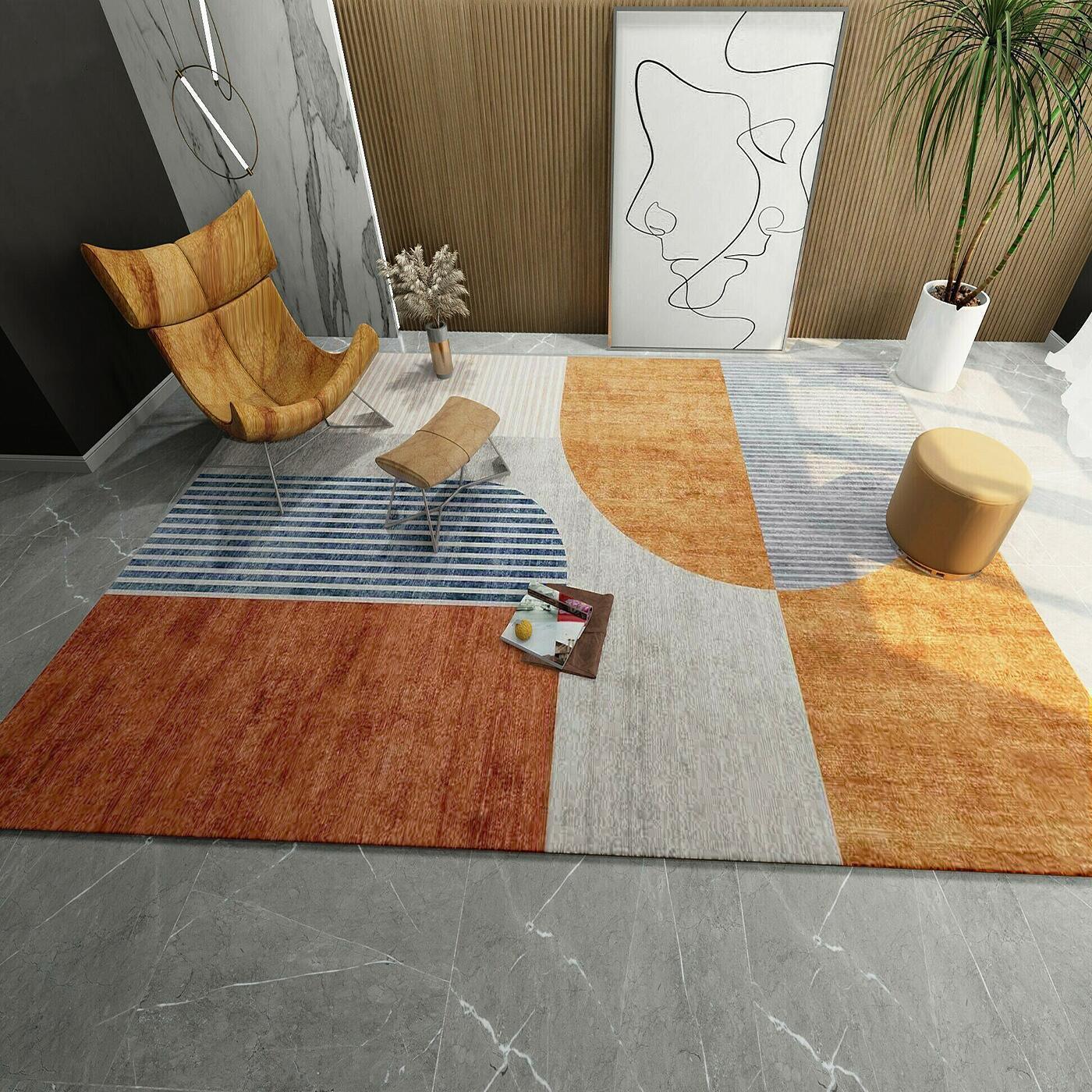 Nordic Modern Light Luxury Orange Malaysian Carpet - Pacisia