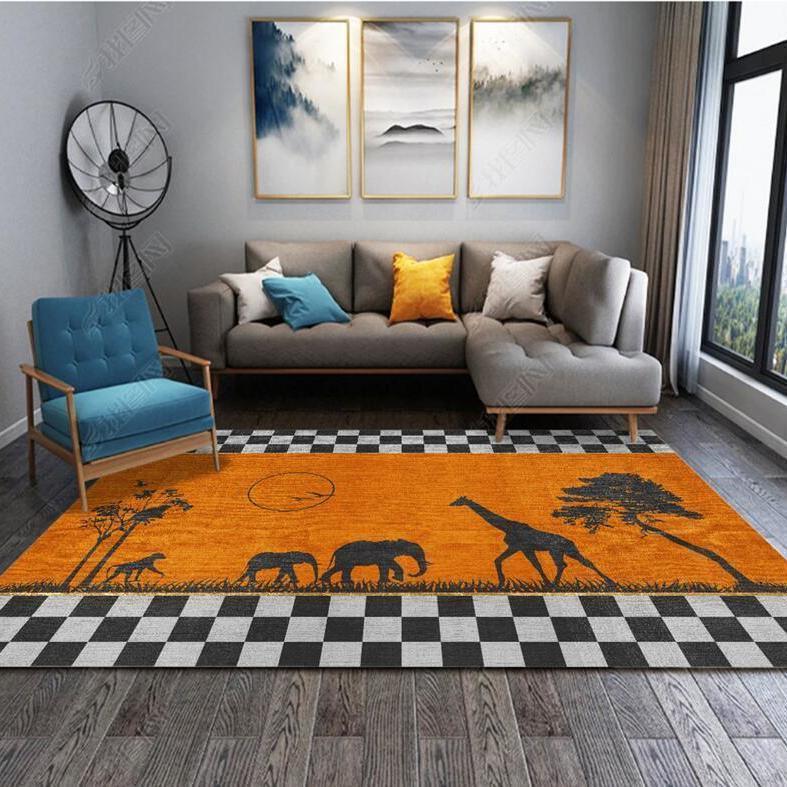 Nordic Modern Light Luxury Orange Malaysian Carpet - Pacisia