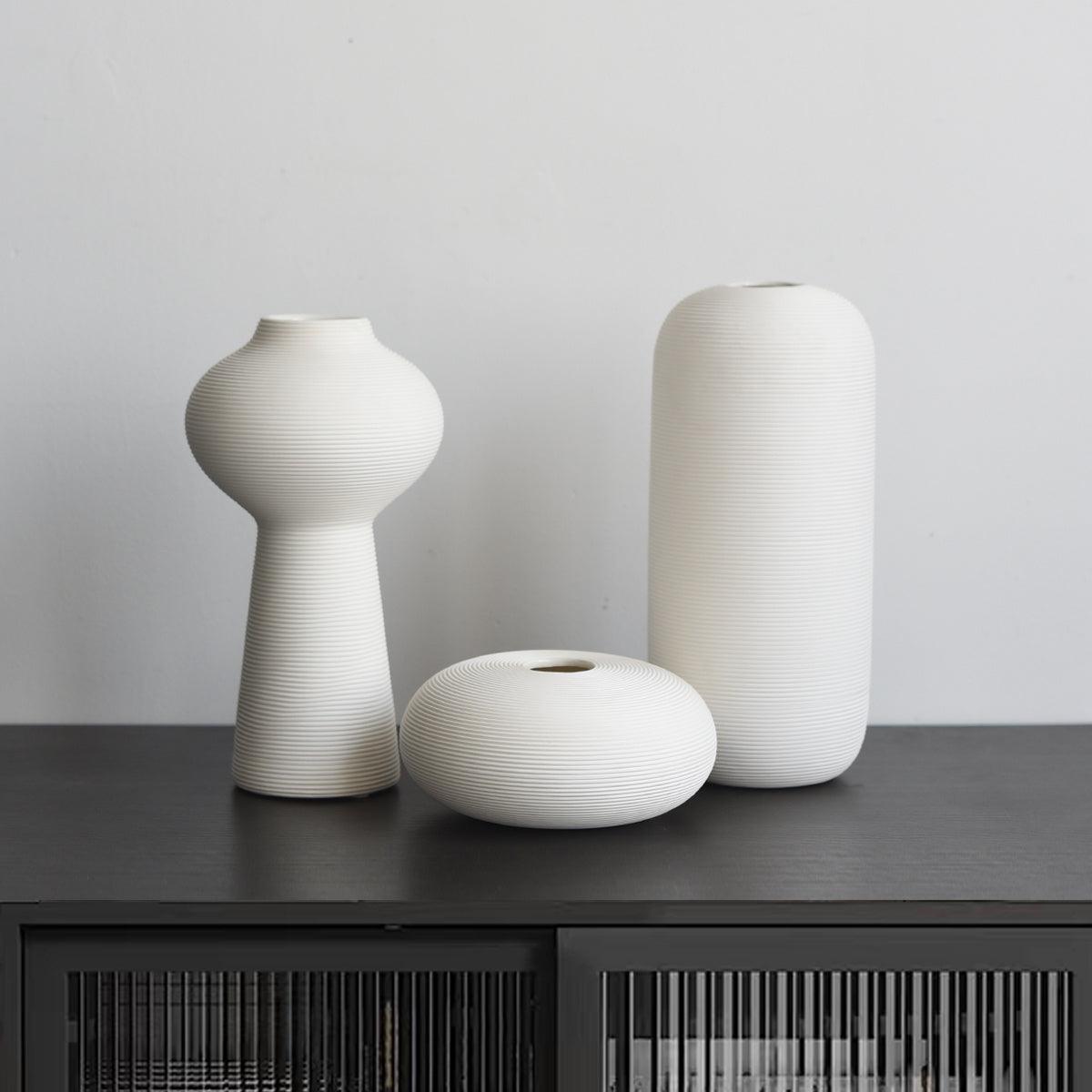 Nordic Modern Minimalist Fired Ceramic Vase With Dry Flower Arrangement - Pacisia