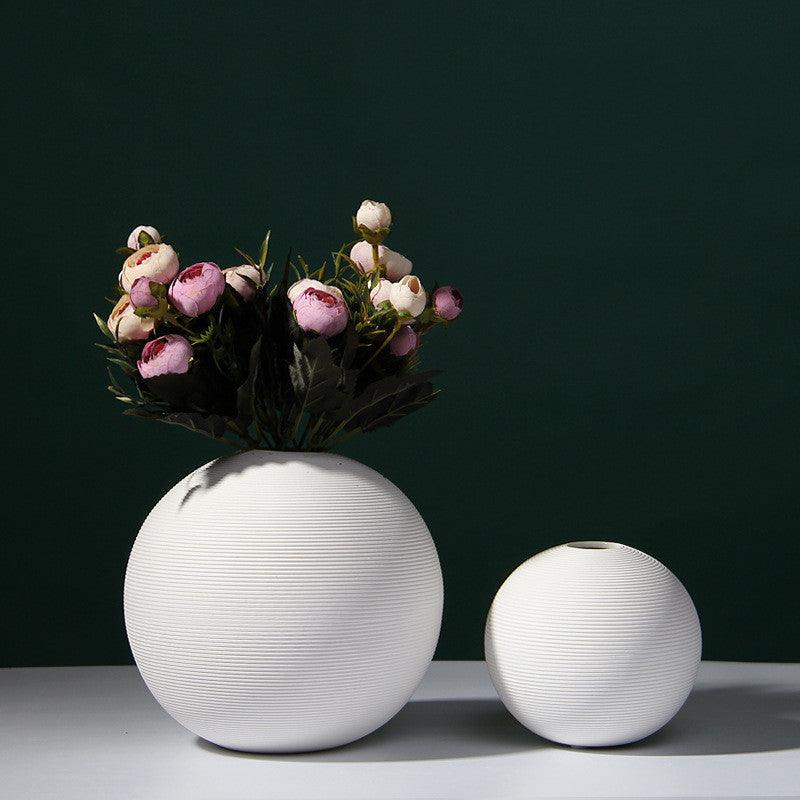 Nordic Modern Minimalist White Ceramic Vase Dried Flower Flower Arrangement, Home Living Room Soft Decoration Ornaments - Pacisia