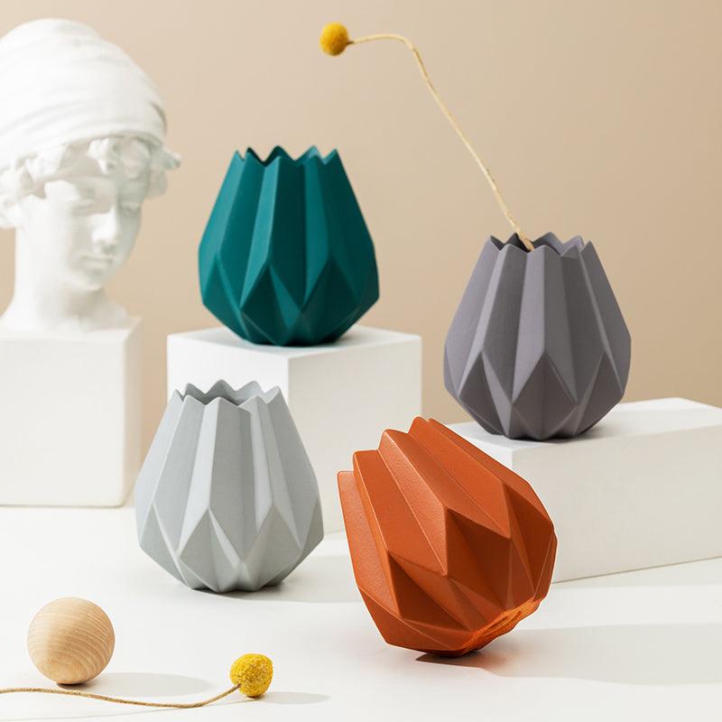 Nordic Origami Ceramic Vase Creative Ornament Flower - Pacisia