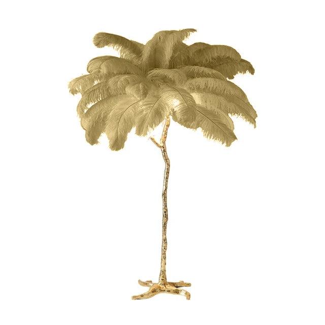 Nordic LED Floor Lamp Living Room bedroom Indoor New Fashion Ostrich Feather Deco Luminaire Gold Resin Tripot Standing Lamps - Pacisia