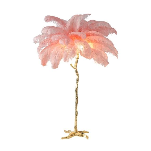 Nordic LED Floor Lamp Living Room bedroom Indoor New Fashion Ostrich Feather Deco Luminaire Gold Resin Tripot Standing Lamps - Pacisia