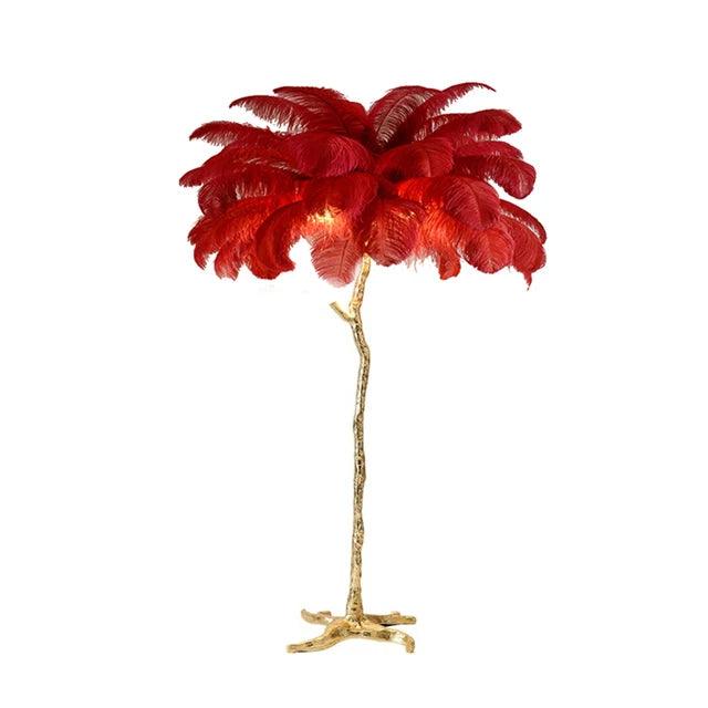 Nordic LED Floor Lamp Living Room bedroom Indoor New Fashion Ostrich Feather Deco Luminaire Gold Resin Tripot Standing Lamps - Pacisia