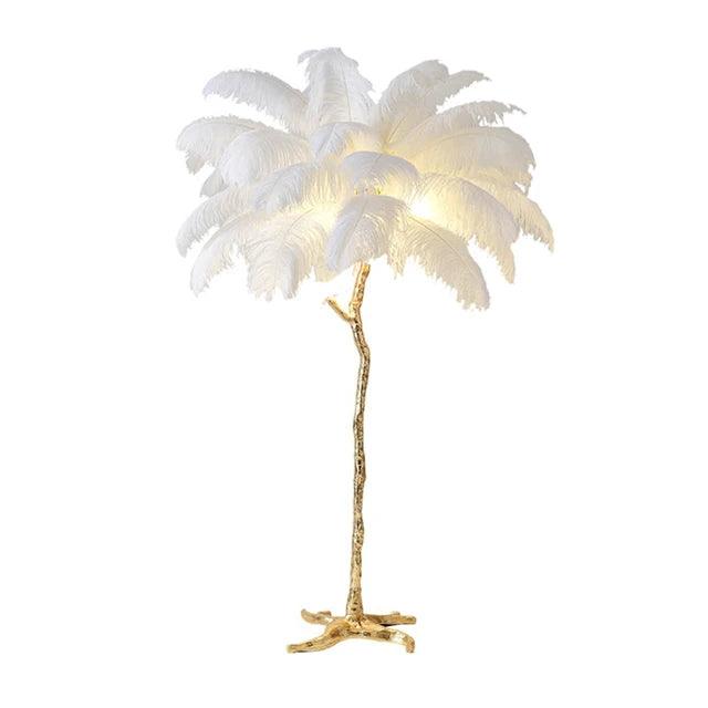 Nordic LED Floor Lamp Living Room bedroom Indoor New Fashion Ostrich Feather Deco Luminaire Gold Resin Tripot Standing Lamps - Pacisia