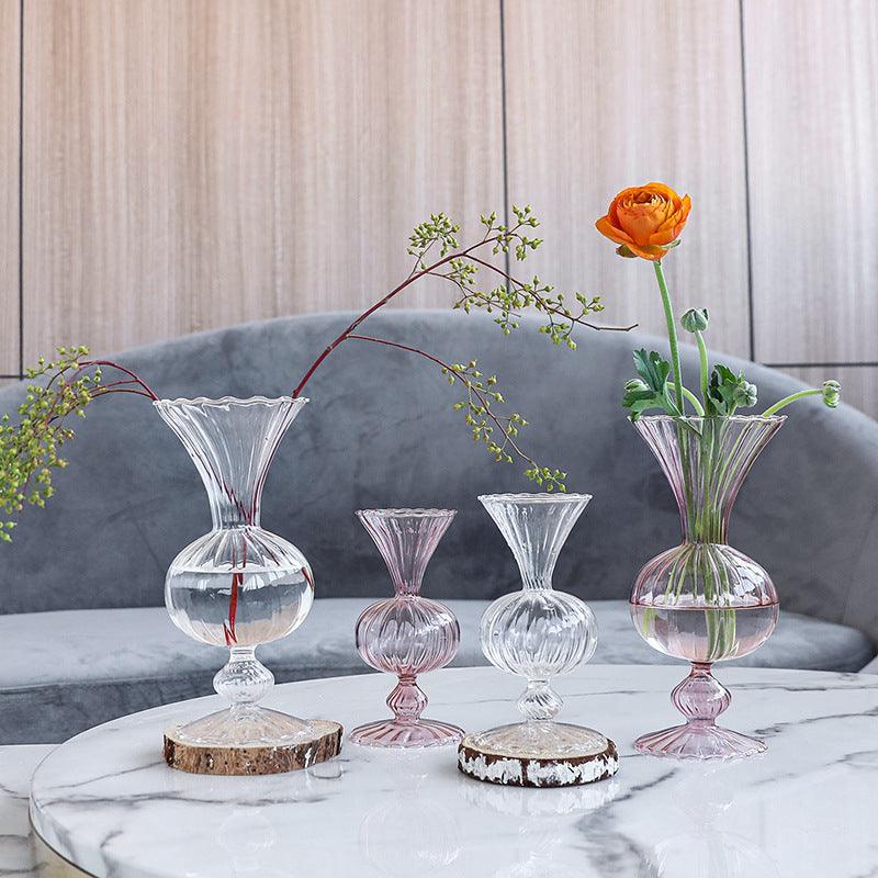 Nordic Portable Striped Flower Vessel Transparent Glass Vase - Pacisia