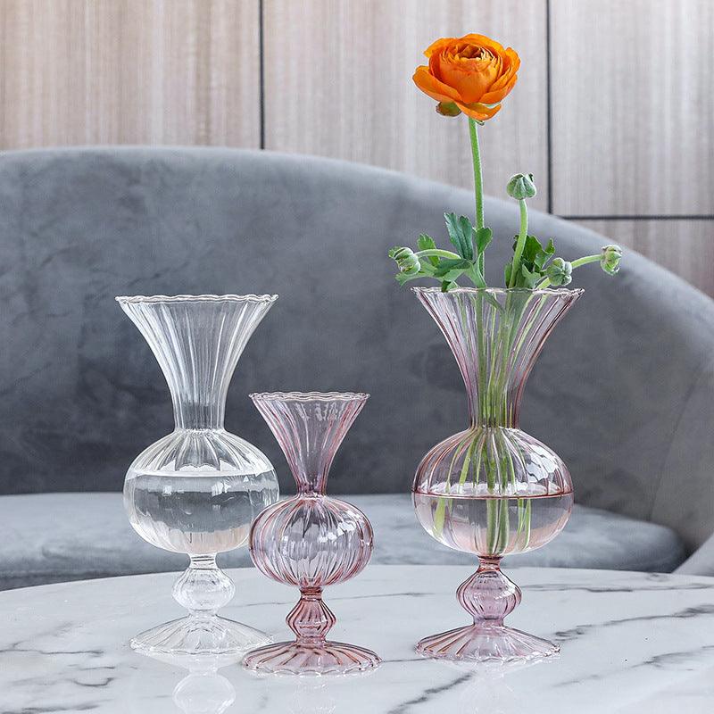 Nordic Portable Striped Flower Vessel Transparent Glass Vase - Pacisia