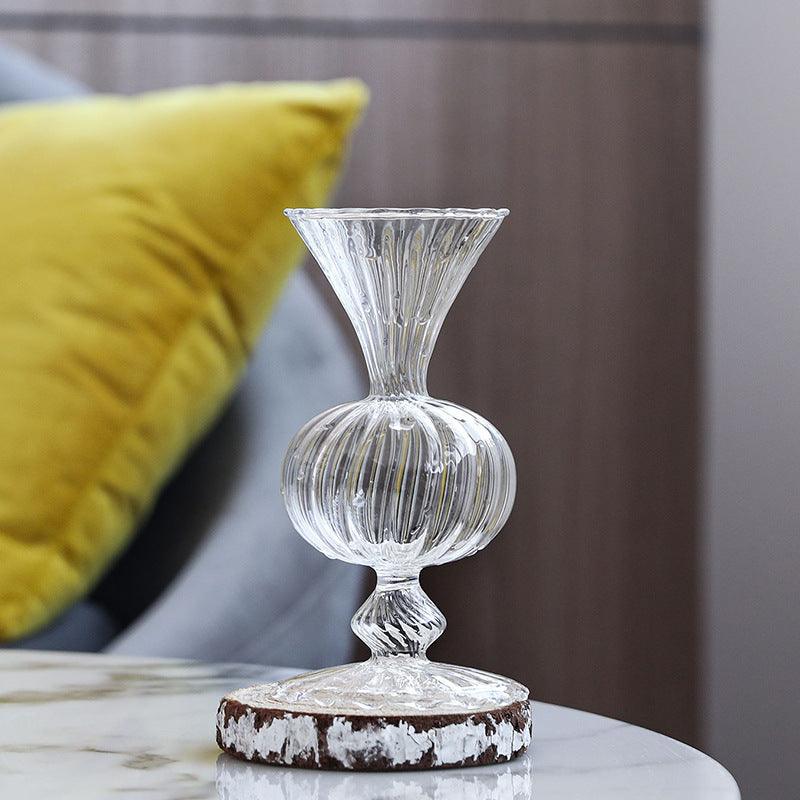 Nordic Portable Striped Flower Vessel Transparent Glass Vase - Pacisia