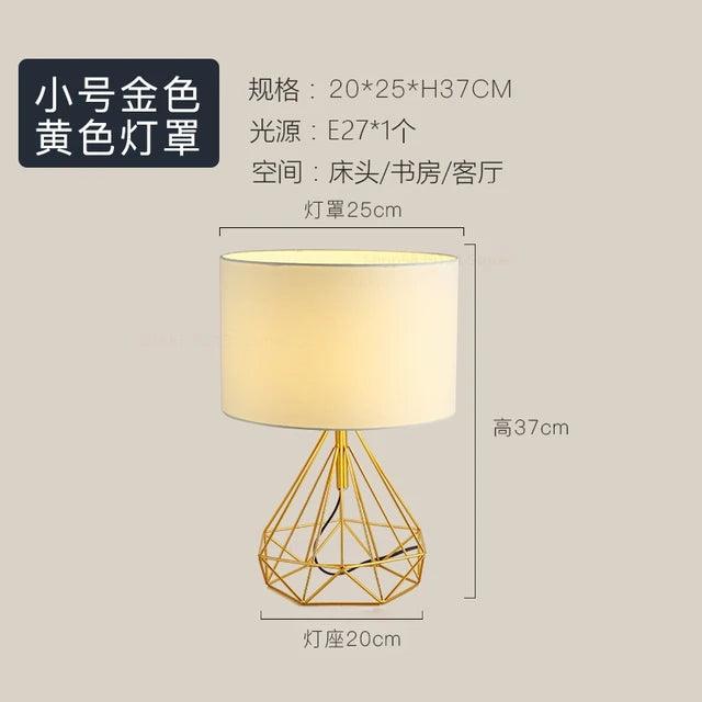 Nordic Retro Creative Geometric Table Lamps for Living Room Decor Drum Shade Bedroom Bedside Lamp Home Study Room Light Fixtures - Pacisia