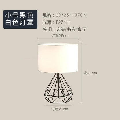 Nordic Retro Creative Geometric Table Lamps for Living Room Decor Drum Shade Bedroom Bedside Lamp Home Study Room Light Fixtures - Pacisia