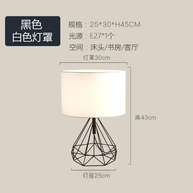 Nordic Retro Creative Geometric Table Lamps for Living Room Decor Drum Shade Bedroom Bedside Lamp Home Study Room Light Fixtures - Pacisia