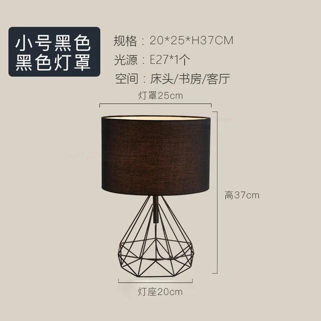 Nordic Retro Creative Geometric Table Lamps for Living Room Decor Drum Shade Bedroom Bedside Lamp Home Study Room Light Fixtures - Pacisia