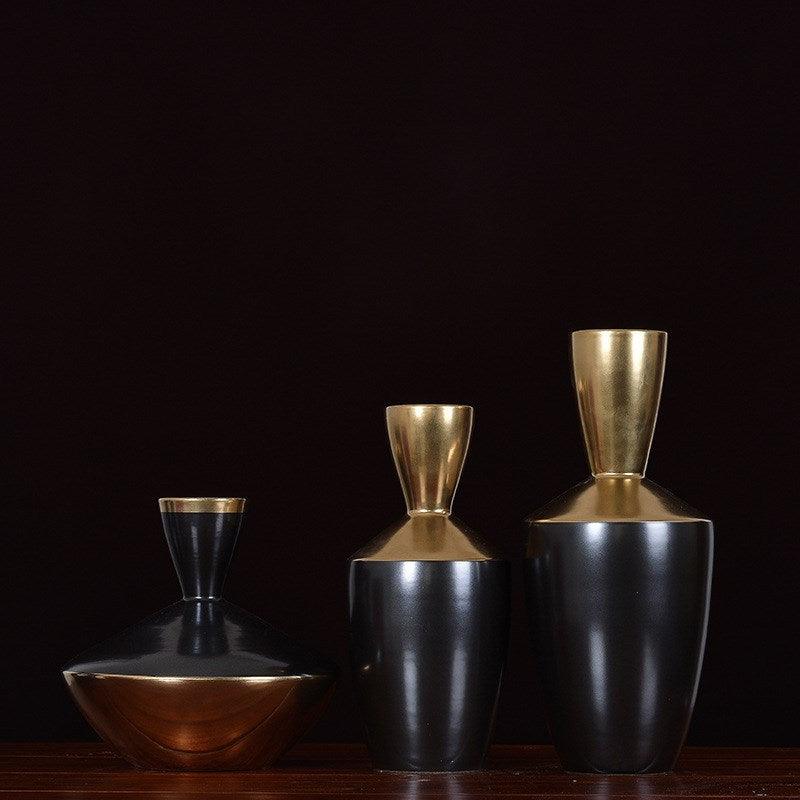 Nordic Simple Black Ceramic Vase Decoration Creativity - Pacisia