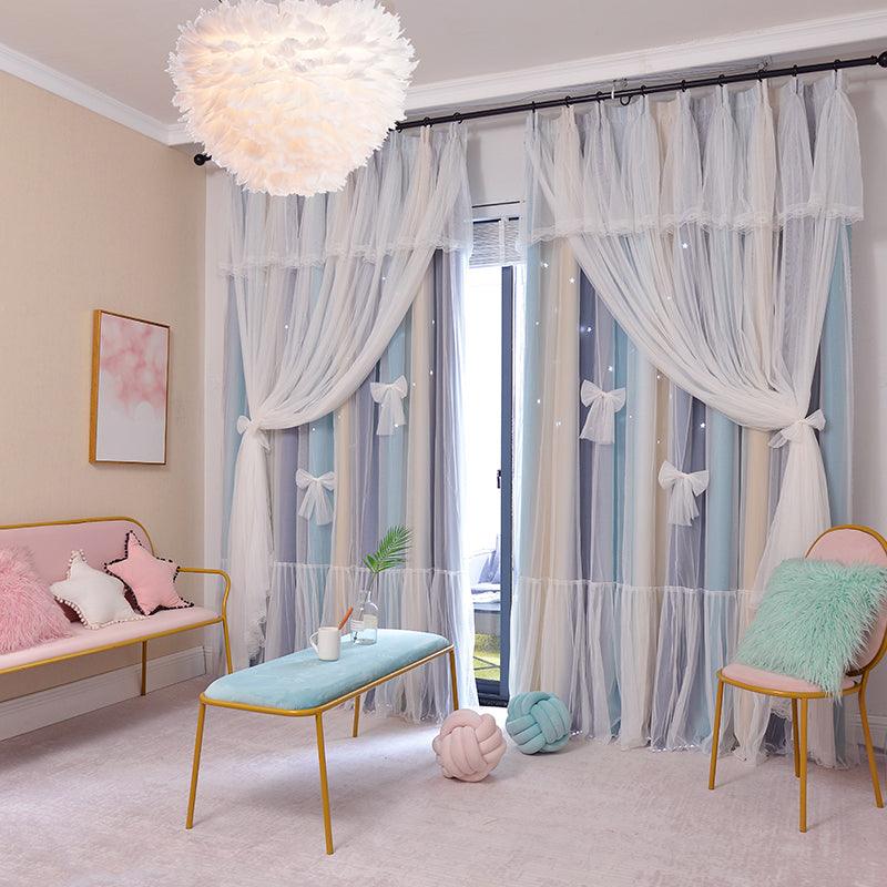 Nordic Simple Hollow Star Princess Wind Bedroom Blackout Curtains - Pacisia