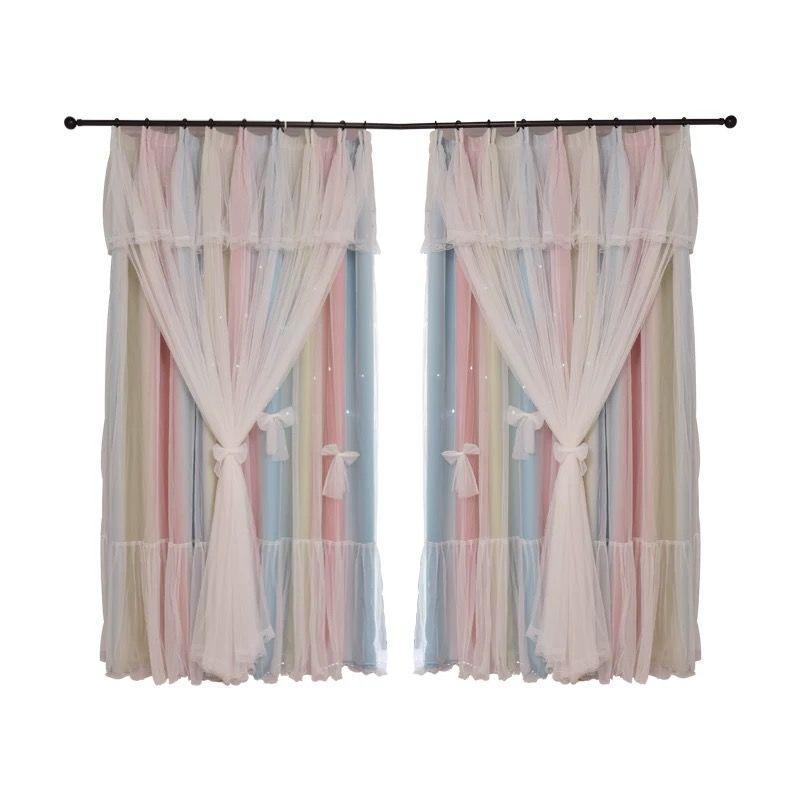 Nordic Simple Hollow Star Princess Wind Bedroom Blackout Curtains - Pacisia