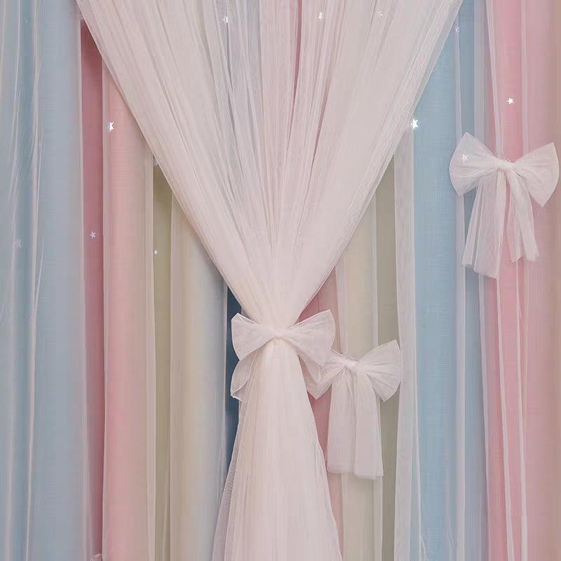Nordic Simple Hollow Star Princess Wind Bedroom Blackout Curtains - Pacisia