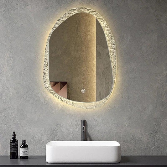 Nordic Smart Bath Mirrors Irregular Decorative Mirror Creative Bedroom Makeup Mirrors Hanging Wall Luminous Three Color Mirror - Pacisia
