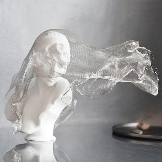 Nordic Soft Ornament Metal Veil Girl Art Statue - Pacisia
