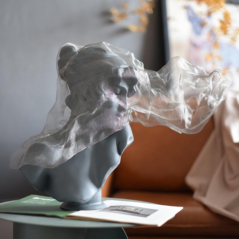 Nordic Soft Ornament Metal Veil Girl Art Statue - Pacisia