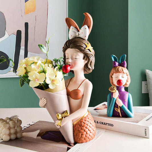 Nordic Style Bubble Girl Resin Flower Vase Ornaments - Pacisia