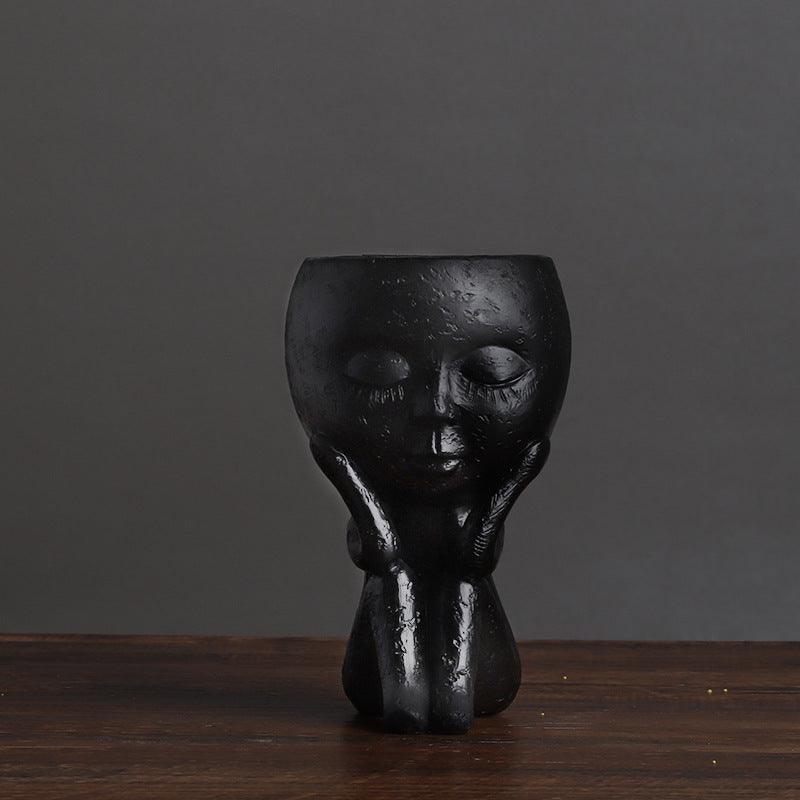 Nordic Style Girl Doll Modern Home Decoration Resin Vase - Pacisia