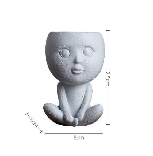 Nordic Style Girl Doll Modern Home Decoration Resin Vase - Pacisia