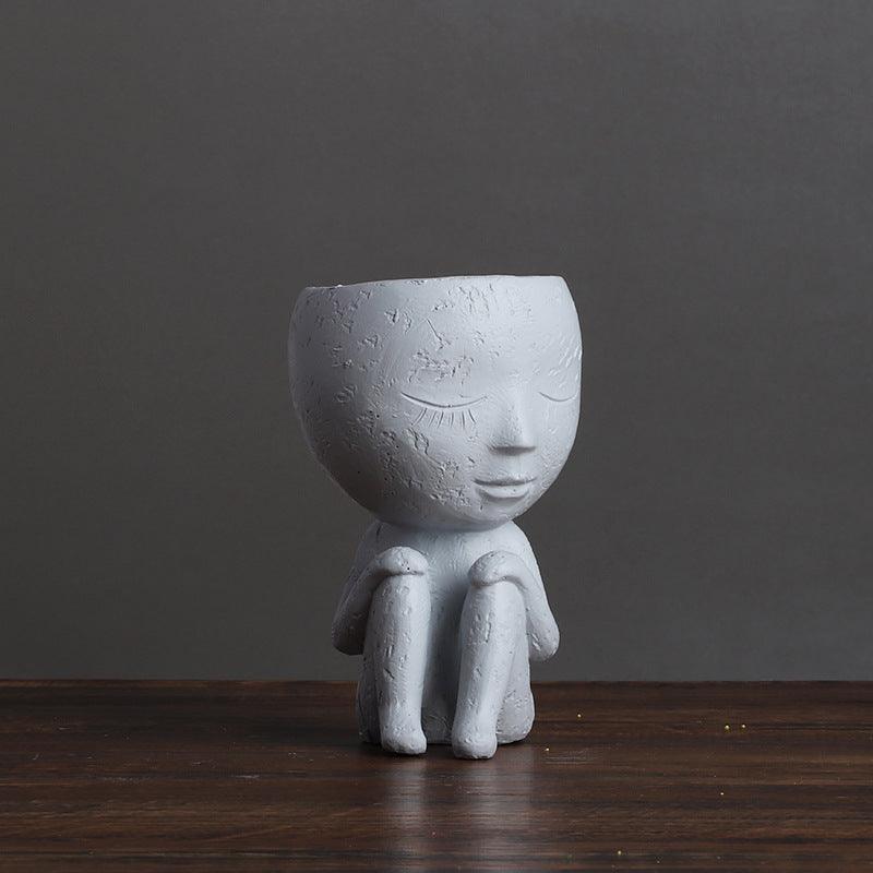 Nordic Style Girl Doll Modern Home Decoration Resin Vase - Pacisia